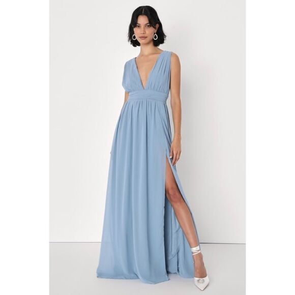 Lulu's Heavenly Hughes Maxi Dress-Light Blue - Picture 2 of 11